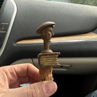 Hand Carved Brown Wooden Man Figure Bottle Stopper W  Cork Vintage retro
