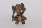 Vintage African Hand Carved Wooden Tribal Elephant Man Figurine Folk Art