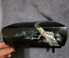 Vintage Korean Najeon Chilgi Mother Of Pearl Black Lacquer Jewelry Box