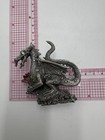 Rawcliffe Pewter Dragon W  Red Rose Heart   Crystals Figurine Usa Vintage