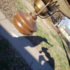 Vtg Thomas Industries Mcm Swag Lamp Ceiling Light Fixture Floral Glass