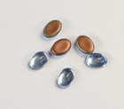 5x7mm Cabochons Light Blue Czech Foiled Flat Back Oval Glass 6 Pieces Nos