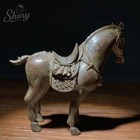 Ancient China Tang Sancai Black-bronze Warhorse Antique-style Ceramic Figurine