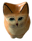 Hand Painted Handmade Papier-mache Cat Gold And Yellow
