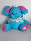 Vtg  Fisher-price 1987 Puffalumps Blue Pink Hawaiian Shirt Elephant 17  Plush