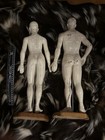 2pc Acupuncture Point Human Figure Models Wood Bases Removable Medical Oddity