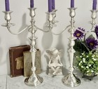 International Sterling Silver 3 Arm Candelabras Pair 17 5  Tall Vintage