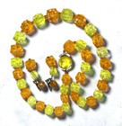 Vtg Yellow Orange Cube Lucite Bead Necklace Clip Earrings Set Hong Kong Retro