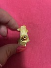 Lucinda House Pin Brooch Teal Roof Yellow Windows Whimsical Miniature Cottage