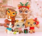 5pcs Lps Pet Shop Figure Toy Dachshund Collie Deer Delicate Xmas Great Gift Kid