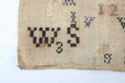 Small Primitive Antique 19th C  Embroidered Needlework Sampler  Alphabet Numbers