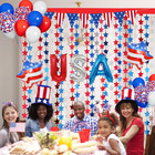 Red White And Blue Balloons Party Decorations With Patriotic Theme Foil Fringe C