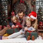 7x5 Ft Red Merry Christmas Eve Backdrop Clock Xmas Tree Photo Booth Props