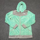 The North Face Girls Xl Fuzzy Fleece Hoodie Jacket Mint Green Zip Up Pockets