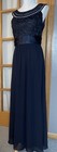 Jessica Howard Embroidery Evening Gown Sz 14 Navy Chiffon Pleated Formal Prom
