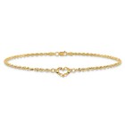 14k Solid Yellow Gold Heart Rope Chain Anklet Bracelet
