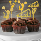 Cheerleader Cupcake Toppers - 36 Glitter Picks For Birthday Party Decor