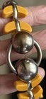 Vintage Butterscotch Bakelite Choker Necklace Modernist Space Age Chrome Look