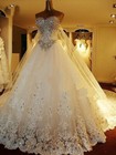 Luxury Crystal Sparkle Wedding Dresses With Detachable Back Train Bridal Gowns  