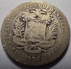 Venezuela 1936 2 Bolivares  World Silver Coin 