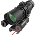 Tactical 4x32 Optics Riflescope Red Illuminated Reticle With Red Laser 20mm Rail