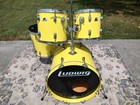 Ludwig 80 s 90 s Black white Badge Rare Yellow Cortex 4pc Drum Set   near Mint 