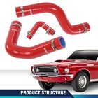 Lower Upper Red Radiator Silicone Hose For 1964-68 Mustang