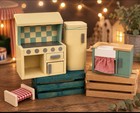 Vintage Handmade Wooden Farmhouse Dollhouse With Furniture  excellent Condition 