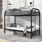 Twin Over Twin Metal Bunk Bed House Frame Kids Space Saving Bedroom Furniture