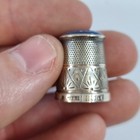 Vintage Silver Thimble With Blue Glass  Top Birmingham 1971 James Swann   Son