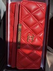 Chanel Red Zip-around Wallet W  Cc Logo  Credit Card Slots  Folding