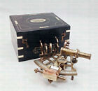 Antique J scott Brass Nautical 4  Sextant Maritime Compass With Wooden Box Gift