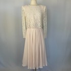 Vintage Midi Dress Size 10 Cream A Line Flowy Lace Wedding Bridal Feminine 90s