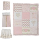 Lambs   Ivy Baby Love 4-piece Crib Bedding Set - Pink  Gold  White  Love  Hearts