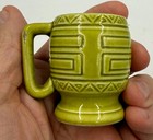Vintage Miniature 2  Tall Green Tiki Mug  - No Damage - Made In Japan