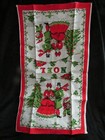 Vintage Linen Towel Carolers By Christmas Tree Print Red   Green Tw340