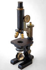 Antique Brass Bausch And Lomb Optical Co Microscope With Triple Lenses  174