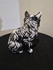 Vintage Long Haired Cat Kitten Cl Green Eyes Ceramic Figurine Black And White 5 
