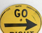 Vintage Original State Traffic Commission Go Right Road Highway Wooden Sign  