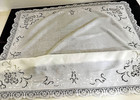 Antique Linen Teacloth Tablecloth With Needle Lace  Cutwork   Filet Lace  Zz622