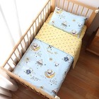 100  Cotton Crib Bedding Set For Baby Boys Girls 3 Pcs Baby Bed Linen Blue