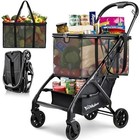 Folding Shopping Cart 30 Gallon 75 Lb Steel Frame 4 Wheel Swivel Removable Tote