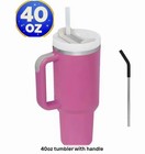 40oz Tumbler Cup With Handle   Straw-stainless Steel Vacuum Insulated Travel Mug