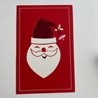 Vintage Mid Century Christmas Greeting Card Santa Claus Face Red Foil Mod Decor