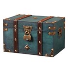 Vintage Wooden Treasure Chest Box With Lock Small Rectangle Antique Wood Green