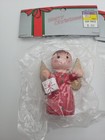2 Vintage Wooden Painted Christmas Ornaments Angel And Boy Taiwan Nos