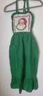 Vintage Retro Santa Christmas Bib Apron  Neck   Waist Ties  Front Pocket Ruffled