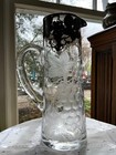 Pairpoint American Cut   Engraved Glass With Silver Overlay Cocktail Pitcher