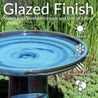 21in Ceramic Bird Bath Outdoor Hand Painted Pedestal Uv Frost Resistant Blue