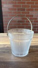 Vintage Clear Glass Ice Bucket W  Silver Metal Handle  6 In Dia X 5 In H